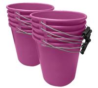 Pink Plastic Calf Feed Buckets Heavy Duty with Metal Handle - 1 Gallon 5L Bucket 10 Pack