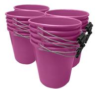 Pink Plastic Calf Feed Buckets Heavy Duty with Metal Handle - 1 Gallon 5L Bucket 20 Pack