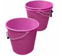 Pink Plastic Calf Feed Buckets Heavy Duty with Metal Handle - 1 Gallon 5L Bucket 3 Pack