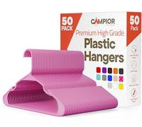 Pink Plastic Hangers 50 Pack- Heavy-Duty Plastic Hangers Slim and Space-Saving Hangers, Durable and Lightweight PP Hangers with Non-Slip Shoulder Notches for Slip Dresses, Suits, Jackets & Camisoles