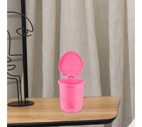 Pink Plastic Mini Swing Lid Desk Trash Bin for Kitchen Office Tables | Strawberry Design, Removable Clamshell Cover, One-handed Disposal, Fingerprint-resistant Satin Finish, Random Color
