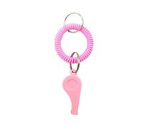 Pink Plastic Sport Whistle with Stretchable Coil Bracelet Keychain - Loud Clear Whistle for Coaches, Referees, Soccer, and Outdoor Activities, Key Ring for DIY Name Tags, Car Keychain, Whistles