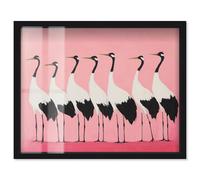 Pink Plumage Parade Shadowbox Print Coastal Art by Art Remedy, Black Frame, 24 x 20