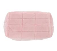 Pink Plush Cosmetic Bag Sturdy Zipper Closure for Cosmetics