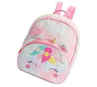 Pink Plush Unicorn Backpack Cute Cartoon Bag for Little Girl Travel | Soft-touch Exterior Stores Stationery, Snacks, Suitable for Kindergarten Outings and Family Journeys