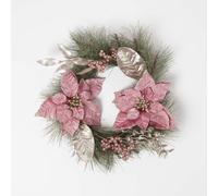 Pink Poinsettia Christmas Wreath, 45 cm