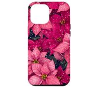 Pink Poinsettia Winter Snow Christmas Botanical Xmas Flower Case for iPhone 12 Pro Max
