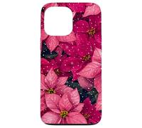 Pink Poinsettia Winter Snow Christmas Botanical Xmas Flower Case for iPhone 13 Pro Max