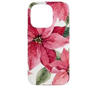 Pink Poinsettia Winter Snow Christmas Botanical Xmas Flower Case for iPhone 14 Pro
