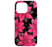 Pink Poinsettia Winter Snow Christmas Botanical Xmas Flower Case for iPhone 16 Pro