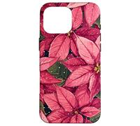 Pink Poinsettia Winter Snow Christmas Botanical Xmas Flower Case for iPhone 16 Pro Max