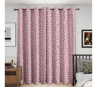 Pink Polka Dot Blackout Curtains for Bedroom, Polka Dot Pattern Thermal Eyelet Drapes for Living Room, 46 x 90 Inch 2 Panels, Home Decoration - K275