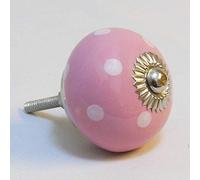 Pink Polka Dot Ceramic Round Knob