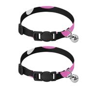 Pink Polka Dot Collars for Puppies, 2 Pack Cat Collar Breakaway with Bell