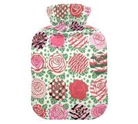 Pink Polka Dot Rose Flowers hot Water Bottles with Soft Cover, 2L Warm Compress for Neck Shoulder Warmer