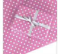 Pink Polka Dot Wrapping Paper Roll - Wide Roll 59.4cm x 3.6m - White Spot Gift Wrap for Birthday, Baby Shower, New Baby, Girls and Kids by Dyefor