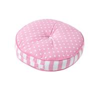 (Pink) Polka Dots and Stripes Children's Round Floor Cushion