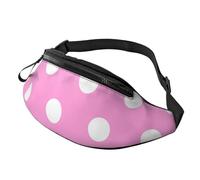 Pink Polka Dots Fanny Pack for Men Women, Waterproof Sports Waist Bag Fashion Belt Bag Crossbody Bags Hip Bum Bag with Adjustable Strap Large Sling Bag Purse for Travel Hiking