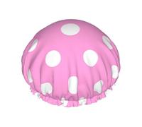 Pink Polka Dots Shower Cap for Women Men, Adjustable Reusable Shower Bonnet Double Layer Waterproof Bath Caps, EVA Lining, Elastic Band Hair Cap for All Hair Lengths