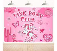 Pink Pony Club Backdrop - Last Rodeo Bachelorette Party Decor, Pink Pony Club Banner, Vintage Cowgirl Birthday Bridal Shower Party Decorations 7x5ft