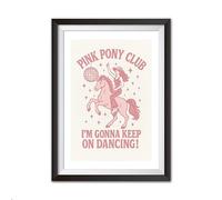 Pink Pony Club Retro Wall Art Print - Disco Cowgirl Riding Horse Illustration - Vintage Western Aesthetic Poster - Unframed A4 Print for Bedroom, Dorm or Gallery Wall