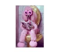 Pink Poodle Art on A Golden Toilet Canvas Poster Wall Art Decor Print Picture Paintings for Living Room Bedroom Decoration 08x12inch(20x30cm)