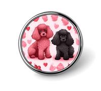 Pink Poodles Dogs Button Pin 1 Inch, Personalized Metal Lapel Pins, Lightweight Round Brooch Pin, Elegant Button Badges, Funny Enamel Pins for Shirts Jackets Bags & Gift