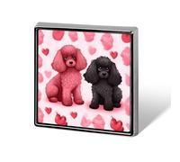 Pink Poodles Dogs Button Pin Classic Cute Heart Shape Brooch Exquisite Fashionable Badge Elegant Lapel Pin Personalized Pins Button for Clothing Backpack Hat Jackets Decorate