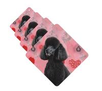 Pink Poodles Dogs Car Air Fresheners Cards Set of 4 Pieces Personalized Car Fresheners Gifts for Men Women Auto Aromatherapy Tablets Hanging Scented Cards for Wardrobe Bathroom