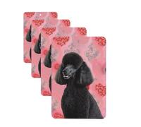 Pink Poodles Dogs Car Air Fresheners Cards Set of 4 Pieces Personalized Car Fresheners Gifts for Men Women Auto Aromatherapy Tablets Hanging Scented Cards for Wardrobe Bathroom