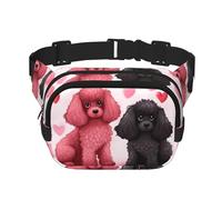 Pink Poodles Dogs Fanny Pack For Women Waterproof Adjustable Belt Bags Waist Pack Fashion Casual Crossbody Bags Bum Bag For Running Workout Hiking Traveling, Black, One Size