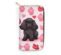 Pink Poodles Dogs Leather Wallet, Bifold Stylish Wallets, Credit Card Holder for Passport Covers, Purse Passport Bag for Men Women