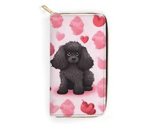 Pink Poodles Dogs Leather Wallet, Bifold Stylish Wallets, Credit Card Holder for Passport Covers, Purse Passport Bag for Men Women