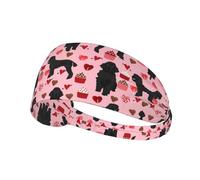 Pink Poodles Dogs Print Non-Slip Elastic Running Headband, Sweat Absorbing Stretchy Hair Bands For Gym Yoga, Soft Skin-Friendly Foldable Workout Headband