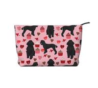 Pink Poodles Dogs Printed Make up Bag for Women Corduroy Makeup Bags Zipper Travel Cosmetic Bags Pouch Organizer