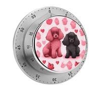 Pink Poodles Dogs Visual Timer Cute Desk Timers No Batteries Required Magnetic Indoor Countdown Timers Loud Alarm Exquisite Manual Time Timer Clock for Gift