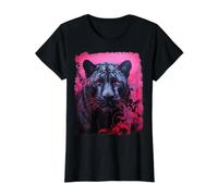 Pink Pop Art Panther Black Value Graphic T-Shirt, Women, Black, S