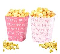 Pink Popcorn Boxes 10PCS Bow Popcorn Box for Movie Night Snacks Girls Party Kids Party 8x12cm Bow Design Popcorn Container for Home & Outdoor Use (0.7L)