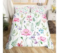 Pink Poppy Duvet Cover Poppy Floral Bedding Set For Kids Boys Girls Botanical Floral Comforter Cover Ultra Soft Colorful Wild Flowers Duvet Cover Set King Zipper