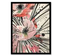 Pink Poppy Flowers Abstract Watercolour Painting Framed Art Print Artery8 Pink A4