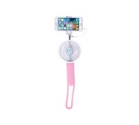 (Pink) Portable Desktop Handheld Doughnut Design Base LED Night Fan