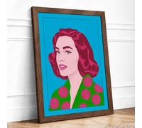 Pink Portrait Contemporary Modern Framed Wall Art Print A3 (42×29.7cm) Walnut, Wall Decor for Living Room, Bedroom, Office & Home, Ready to Hang, Art Gift