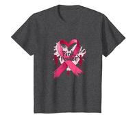 Pink Power: Breast Cancer Awareness Empowerment T-Shirt, Kids, Dark Heather Grey, 12 Years