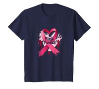 Pink Power: Breast Cancer Awareness Empowerment T-Shirt, Kids, Navy, 6 Years
