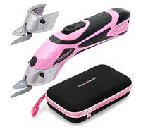 Pink Power Electric Fabric Scissors Box Cutter for Crafts, Sewing, Cardboard, Carpet, & Scrapbooking - Heavy Duty Professional Cutting Tool - Cordless Electric Scissors Fabric Cutter w/Storage Case