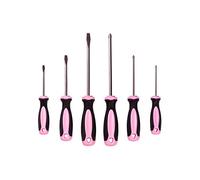 Pink Power Magnetic Screwdriver Set - 6 Piece Phillips and Flathead Hand Tool Set for Women