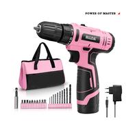 Pink Power Pink Drill Set For Women 20v Cordless Drill Driver Tool Kit For Women Li-ion Electric Drill, Power Drill Set With Tool Bag, Battery, Charge