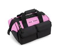 Pink Power Pink Tool Bag for Women -16" Tool Tote Bag w/ 22 Storage Pockets - Womens Small Tool Bag Ladies Tool Box for Hand Tools, Power Tool Kits & More - Womens Zipper Toolbag Tool Caddy Organizer
