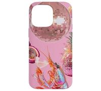 Pink Preppy Disco Ball Shrimp Martini Cocktail Summer Funny Case for iPhone 14 Pro Max