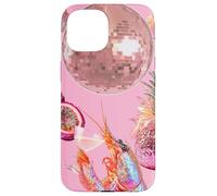 Pink Preppy Disco Ball Shrimp Martini Cocktail Summer Funny Case for iPhone 15